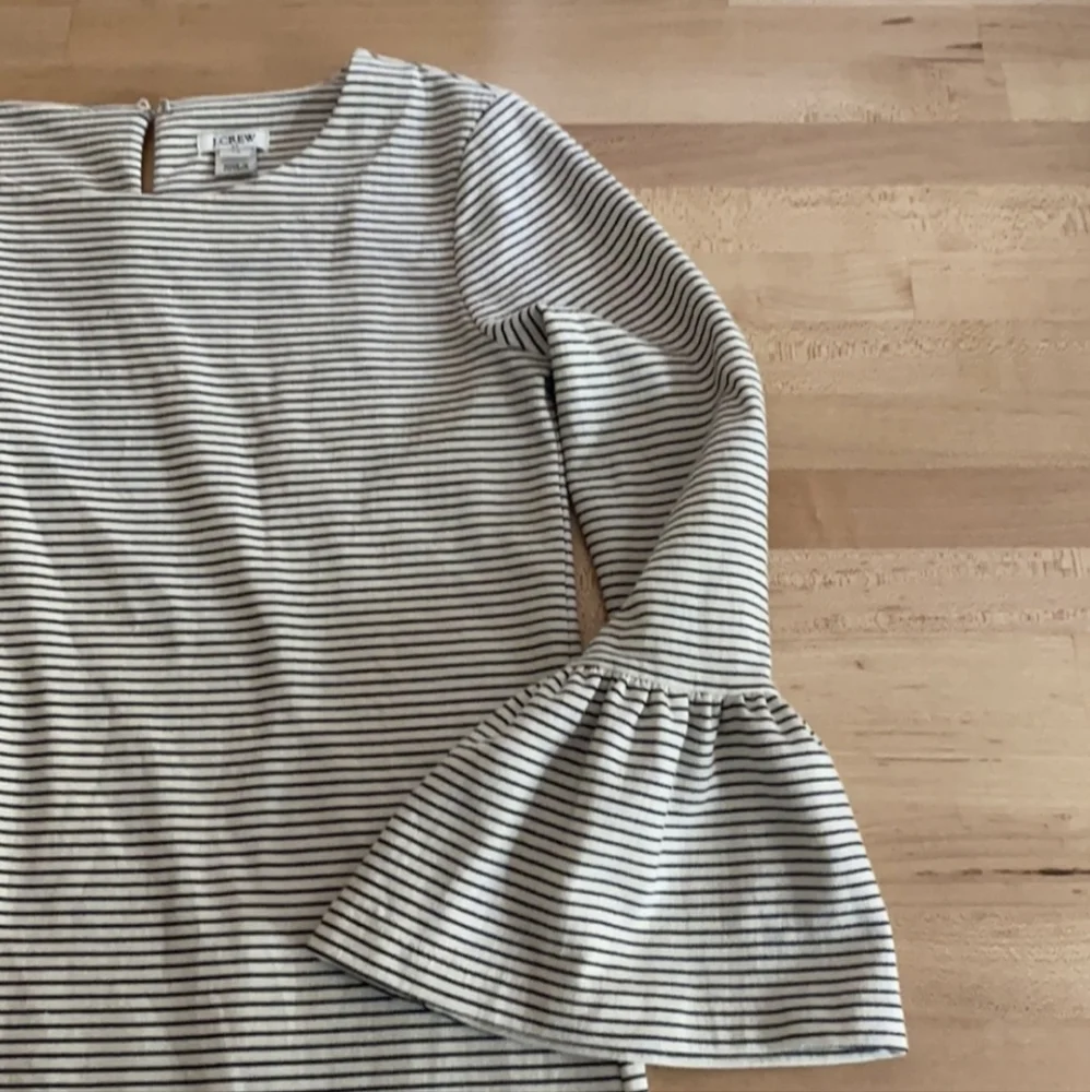 J. Crew Stripe Ruffle Bell Sleeve Mini Dress